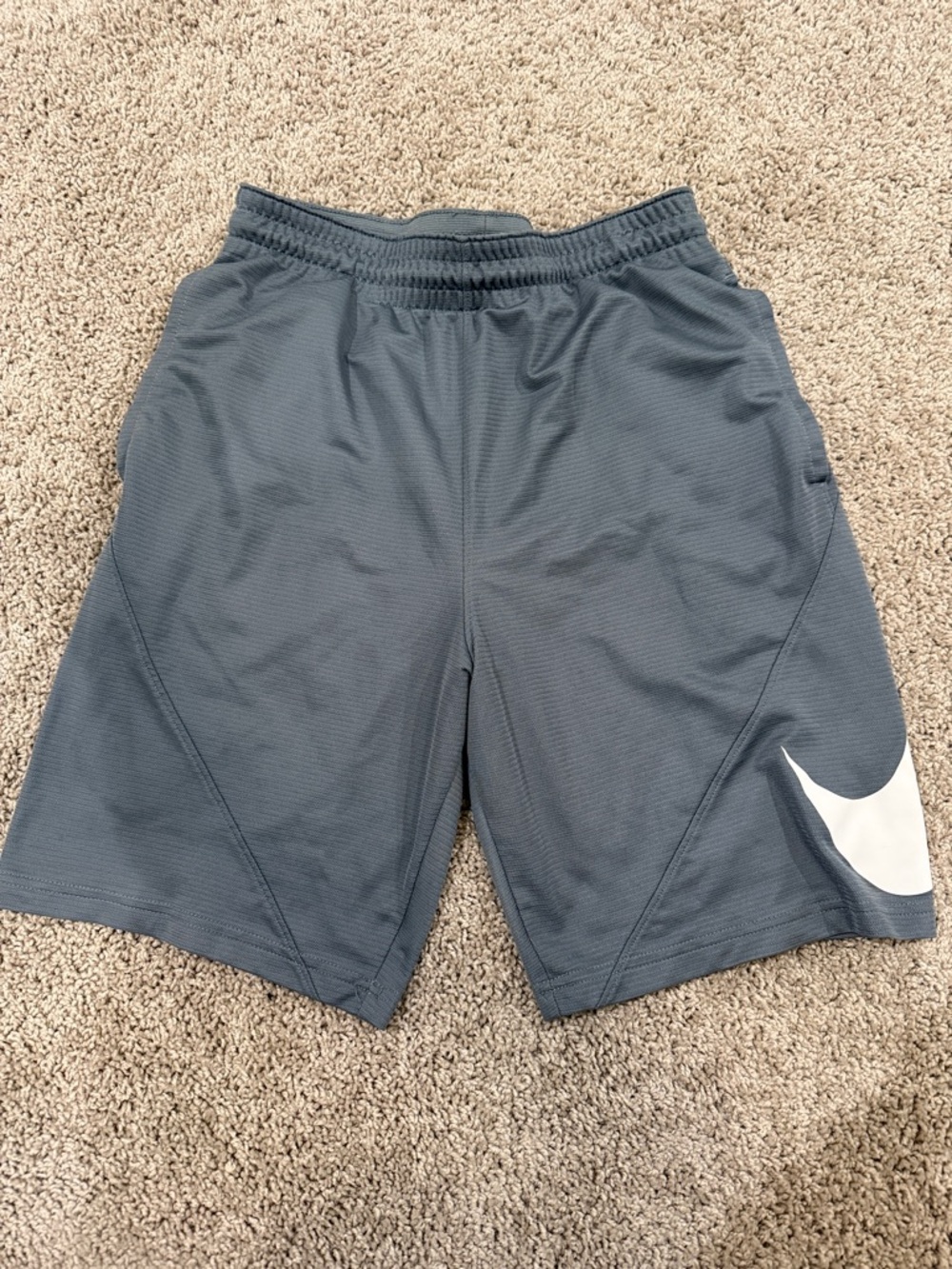 Nike Men's Charcoal Athletic Shorts with White Swoosh